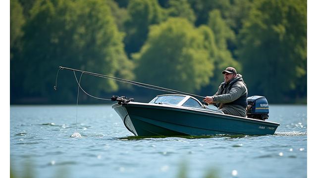 Angler fängt Egli am Zürichsee.